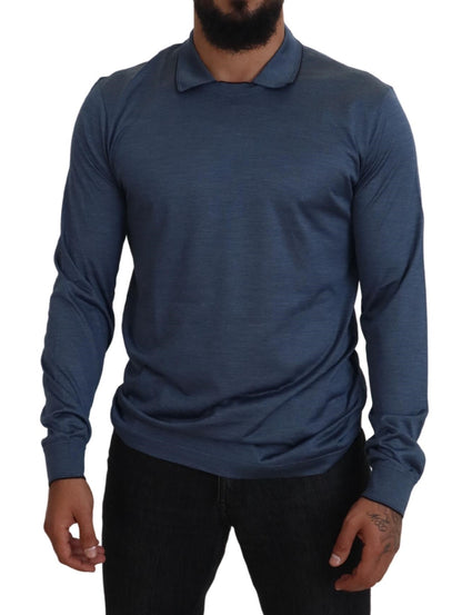 Dolce & Gabbana Elegant Silk Blue Pullover Sweater Dolce & Gabbana