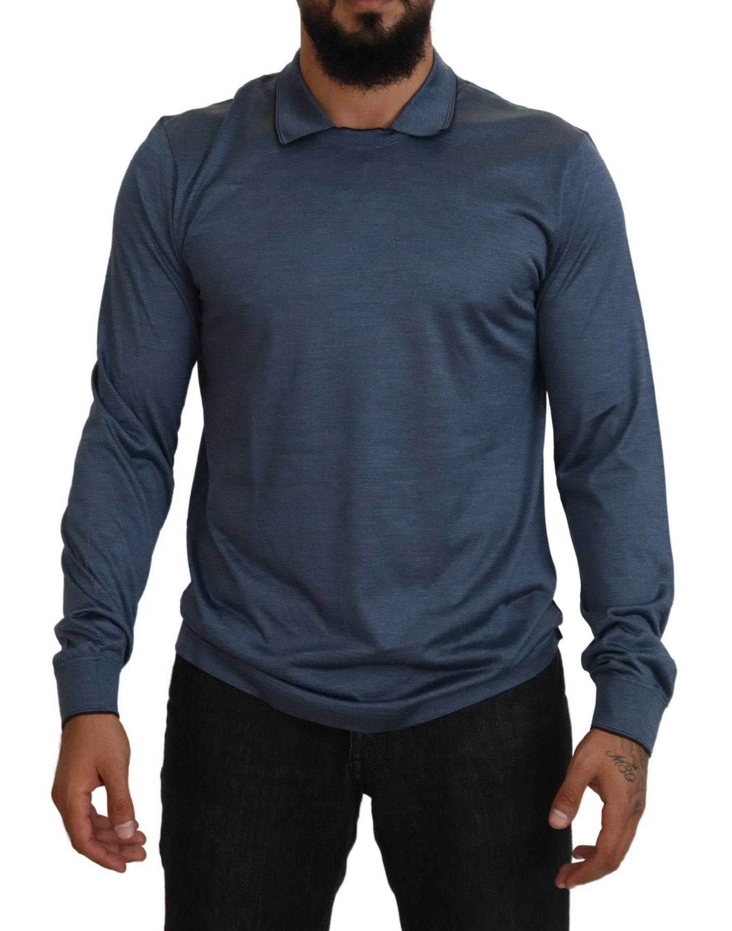 Dolce & Gabbana Elegant Silk Blue Pullover Sweater Dolce & Gabbana