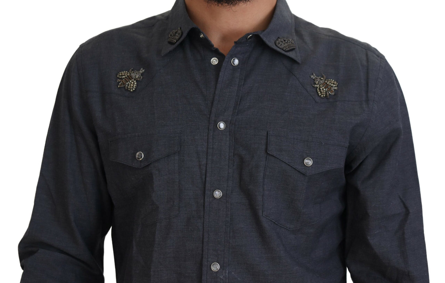 Dolce & Gabbana Elegant Slim-Fit Blue Denim Casual Shirt Dolce & Gabbana