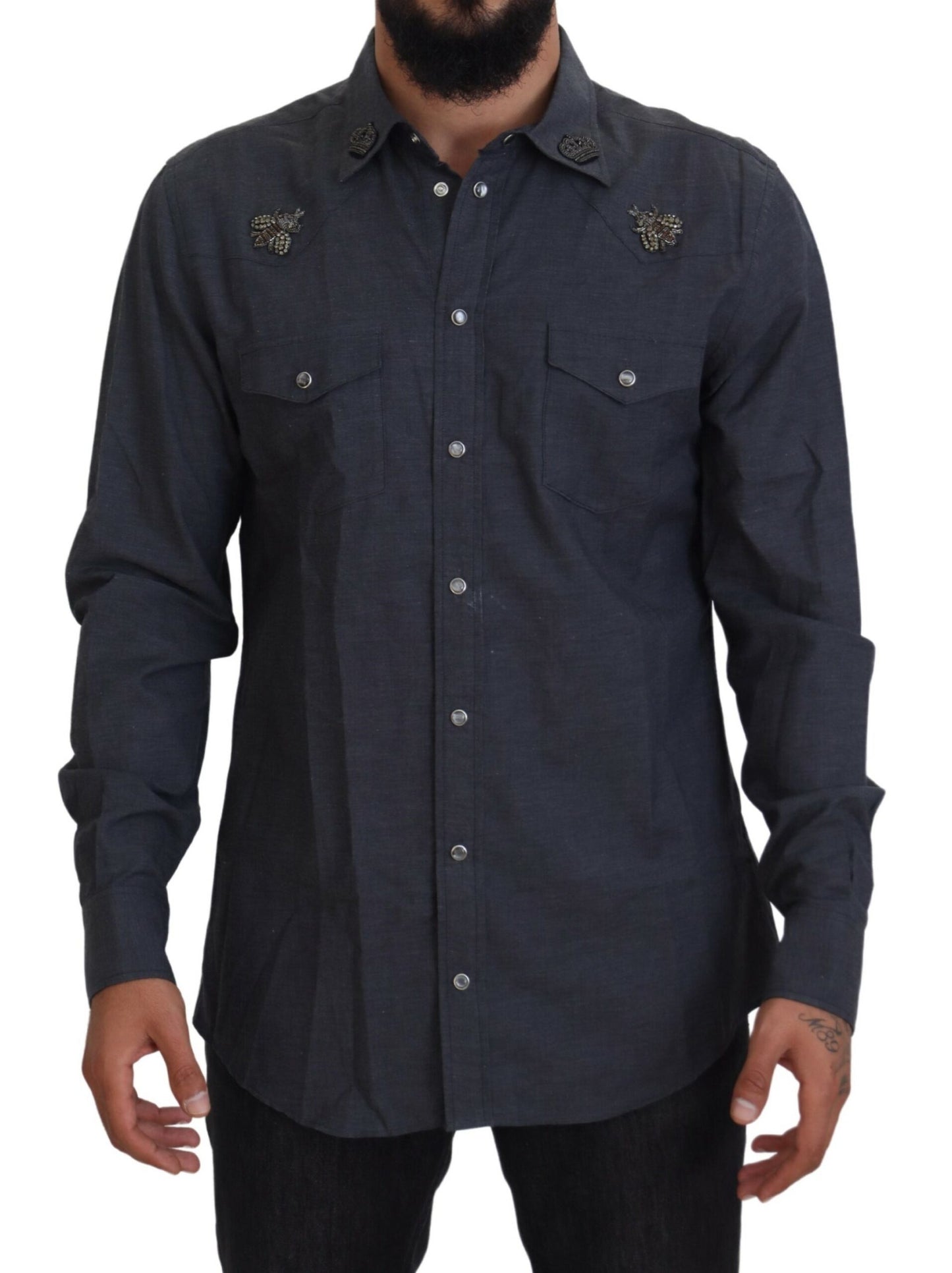 Dolce & Gabbana Elegant Slim-Fit Blue Denim Casual Shirt Dolce & Gabbana