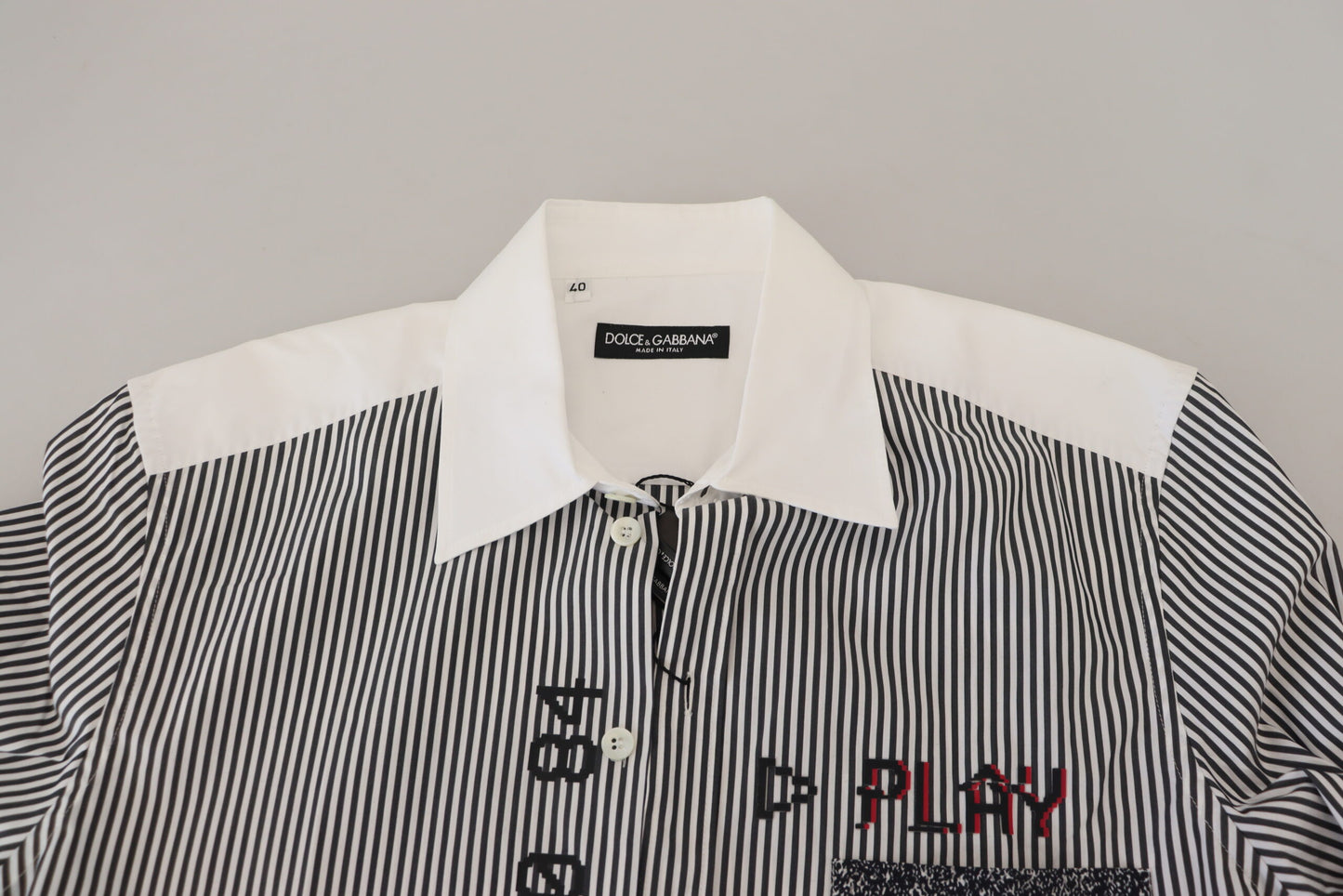 Dolce & Gabbana Slim Fit Striped Casual Shirt with Channel Motive Dolce & Gabbana