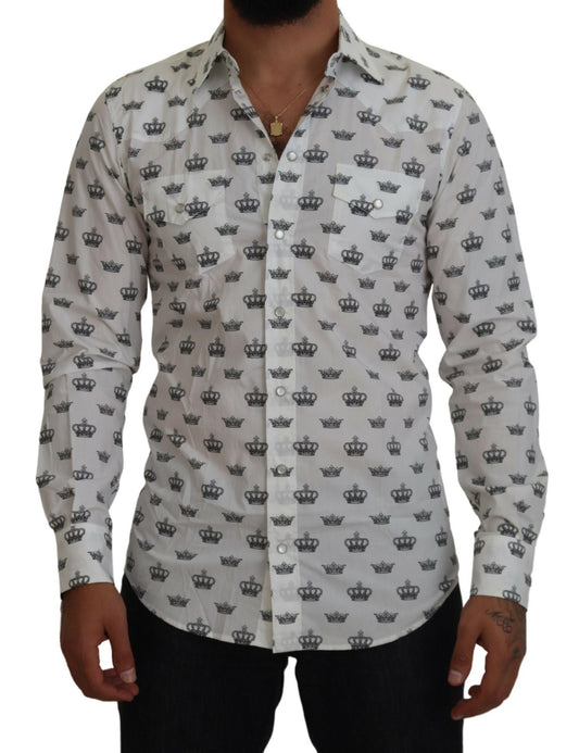 Dolce & Gabbana Slim Fit Crown Print Dress Shirt Dolce & Gabbana