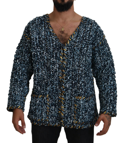 Dolce & Gabbana Elegant Blue V-Neck Cardigan Sweater Dolce & Gabbana