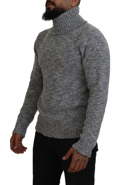 Dolce & Gabbana Elegant Gray Wool-Blend Turtleneck Sweater Dolce & Gabbana