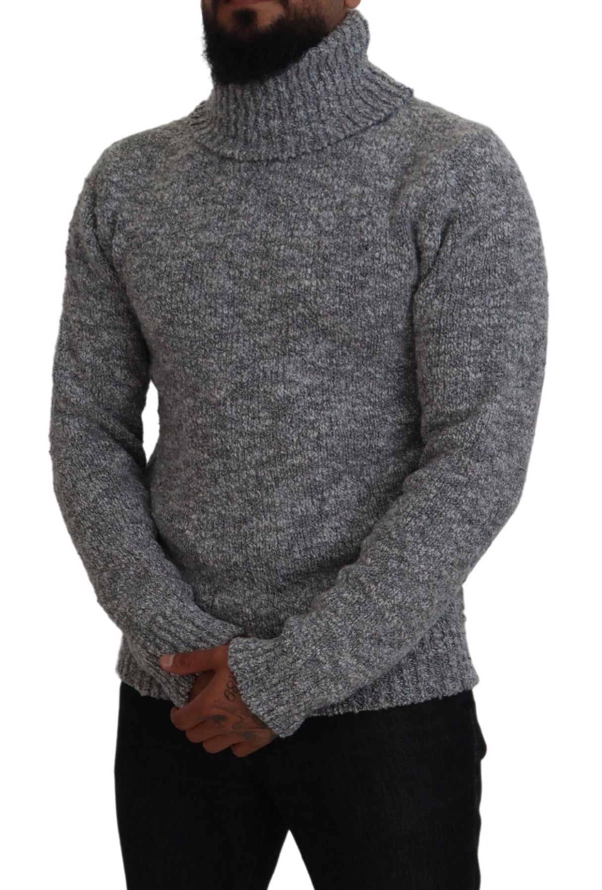 Dolce & Gabbana Elegant Gray Wool-Blend Turtleneck Sweater Dolce & Gabbana