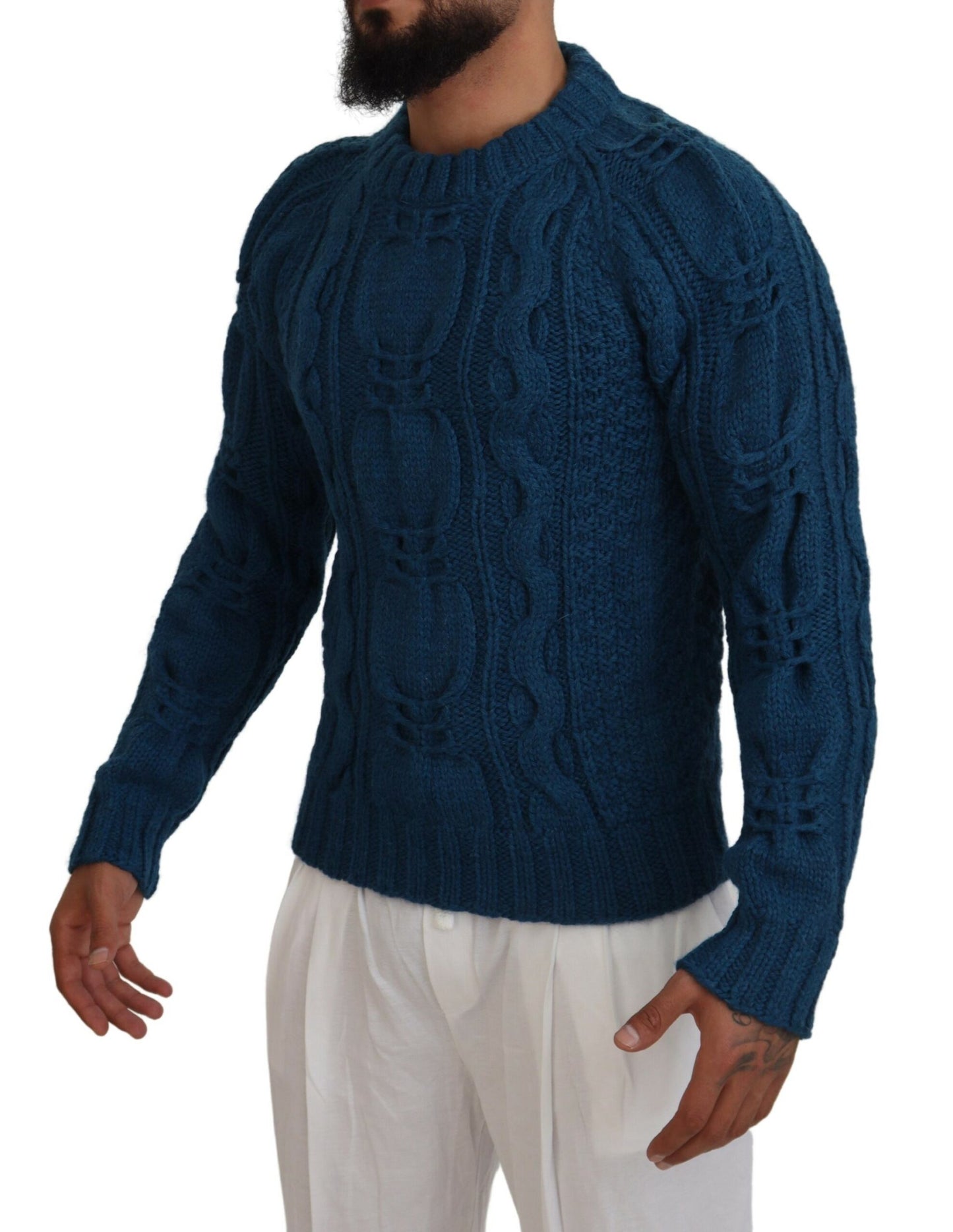 Dolce & Gabbana Elegant Blue Crewneck Sweater Dolce & Gabbana