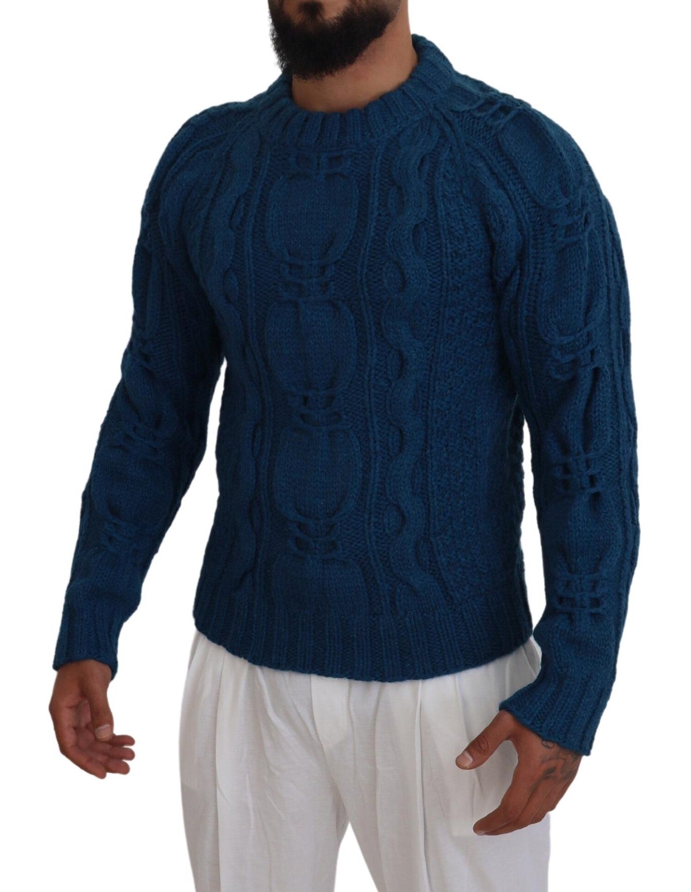 Dolce & Gabbana Elegant Blue Crewneck Sweater Dolce & Gabbana