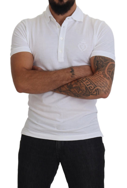 Dolce & Gabbana Elegant White Cotton Blend Polo Dolce & Gabbana