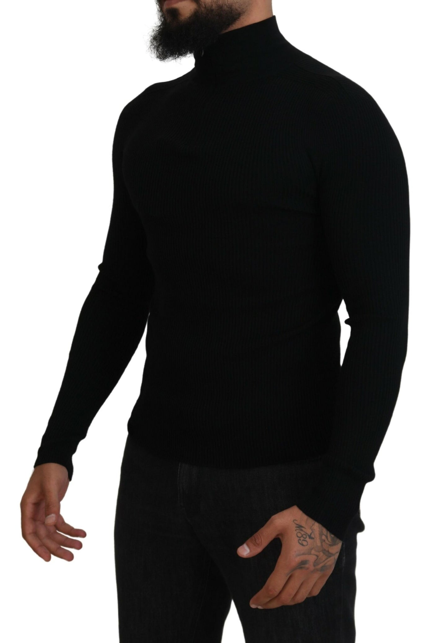 Dolce & Gabbana Elegant Black Wool Half Zip Turtleneck Sweater Dolce & Gabbana