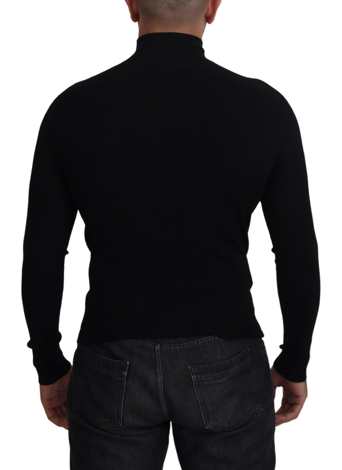 Dolce & Gabbana Elegant Black Wool Half Zip Turtleneck Sweater Dolce & Gabbana