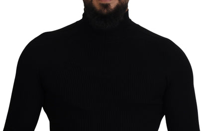 Dolce & Gabbana Elegant Black Wool Half Zip Turtleneck Sweater Dolce & Gabbana