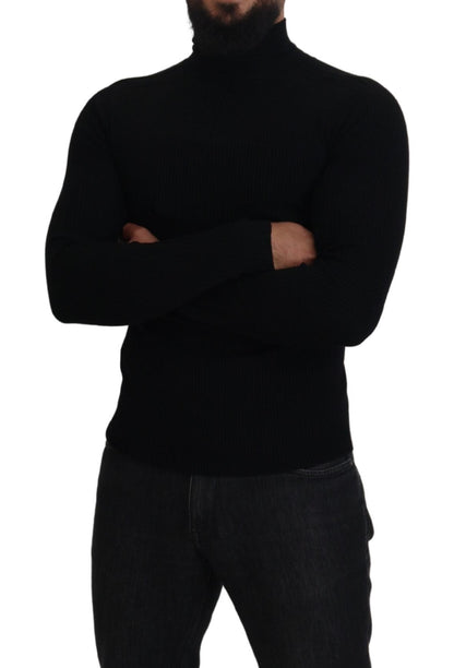 Dolce & Gabbana Elegant Black Wool Half Zip Turtleneck Sweater Dolce & Gabbana