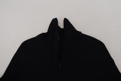 Dolce & Gabbana Elegant Black Wool Half Zip Turtleneck Sweater Dolce & Gabbana