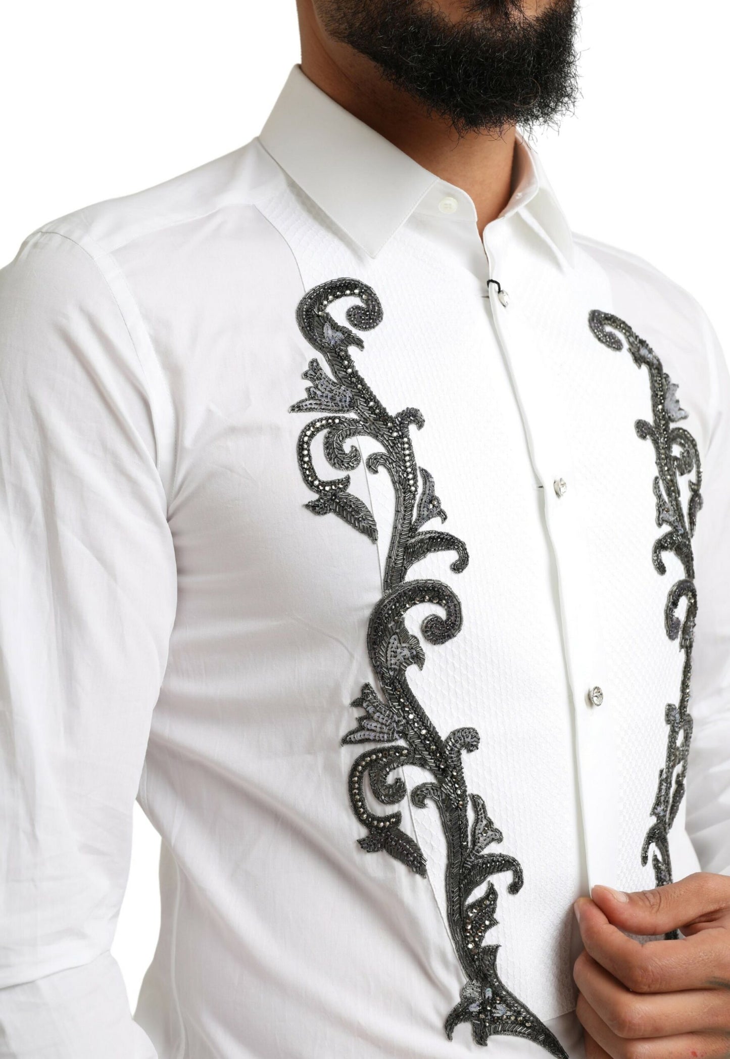 Dolce & Gabbana Italian Designer Slim Fit Tuxedo Shirt Dolce & Gabbana