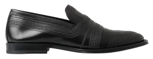 Dolce & Gabbana Elegant Black Leather Slipper Loafers Dolce & Gabbana