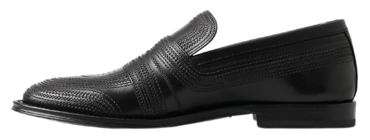 Dolce & Gabbana Elegant Black Leather Slipper Loafers Dolce & Gabbana