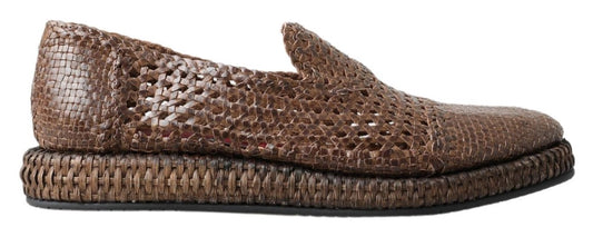 Dolce & Gabbana Elegant Leather Slipper Loafers in Brown Dolce & Gabbana