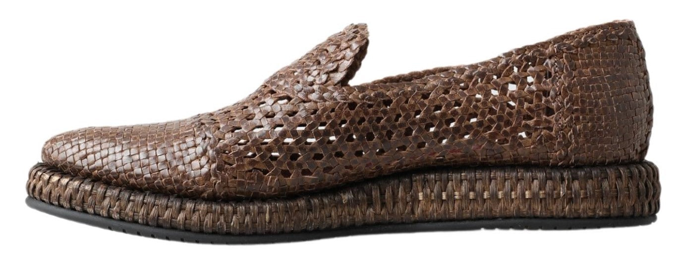 Dolce & Gabbana Elegant Leather Slipper Loafers in Brown Dolce & Gabbana