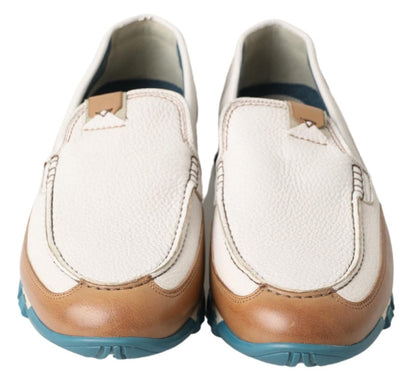 Dolce & Gabbana Elegant White Leather Slipper Loafers Dolce & Gabbana