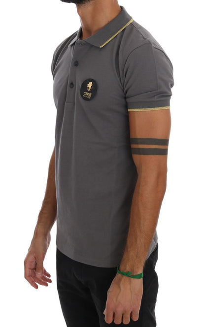 Roberto Cavalli Elegant Grey Cotton Polo Shirt Roberto Cavalli