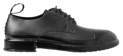 Dolce & Gabbana Elegant Derby Lace-Up Leather Shoes in Black Dolce & Gabbana