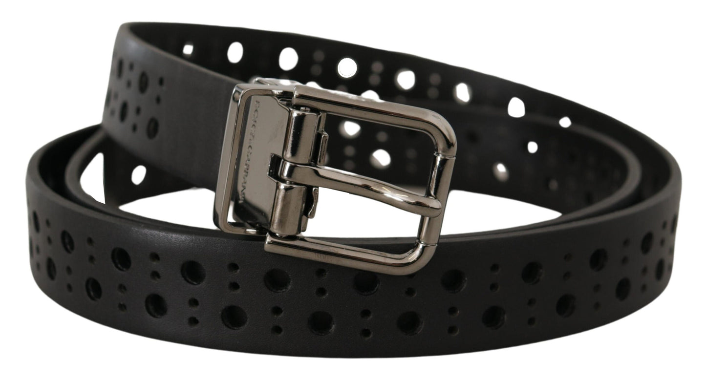 Dolce & Gabbana Elegant Black Leather Belt with Metal Buckle Dolce & Gabbana