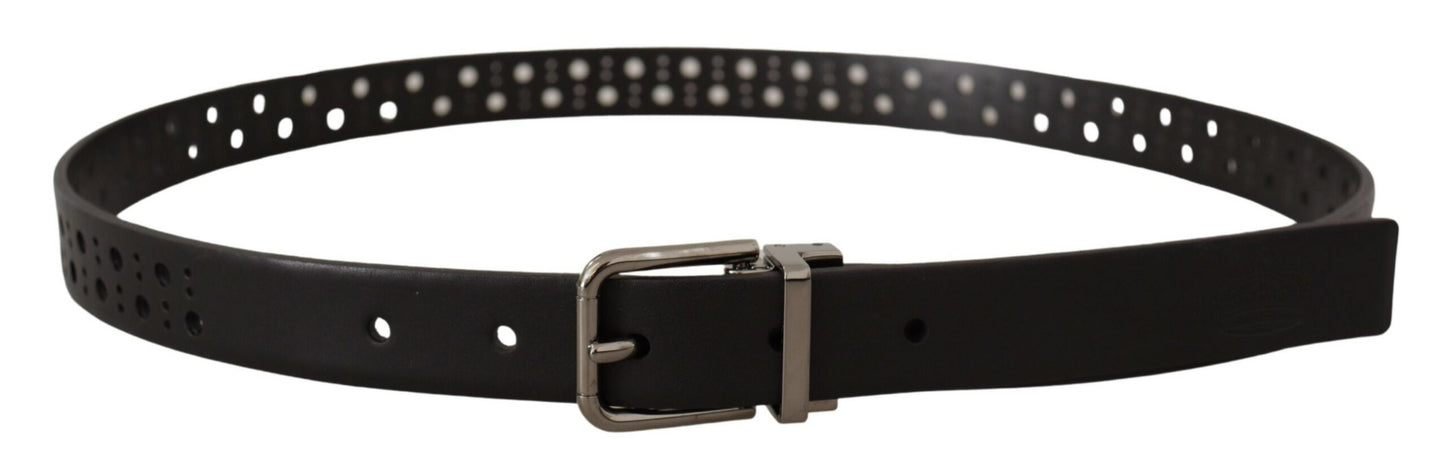 Dolce & Gabbana Elegant Black Leather Belt with Metal Buckle Dolce & Gabbana