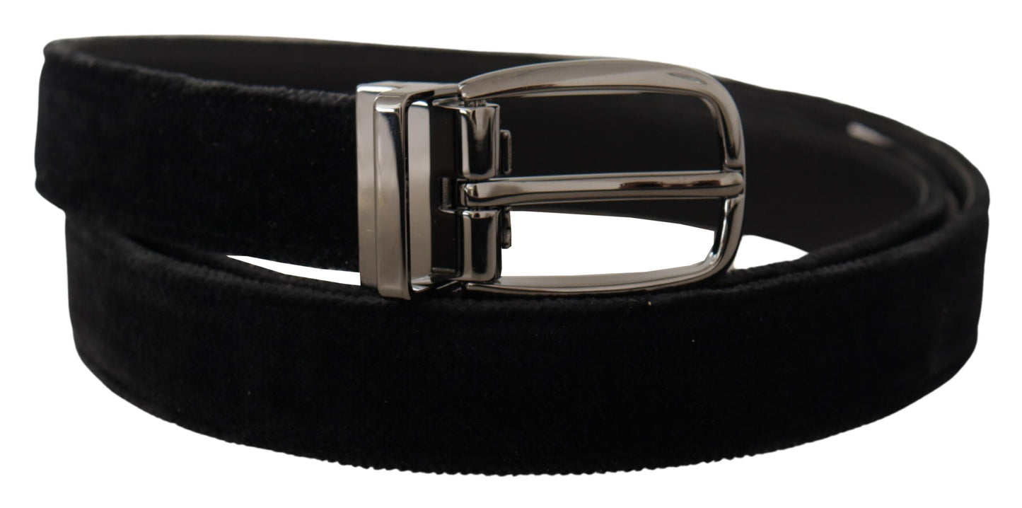 Dolce & Gabbana Elegant Black Velvet Designer Belt Dolce & Gabbana