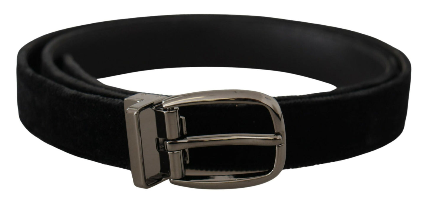 Dolce & Gabbana Elegant Black Velvet Designer Belt Dolce & Gabbana