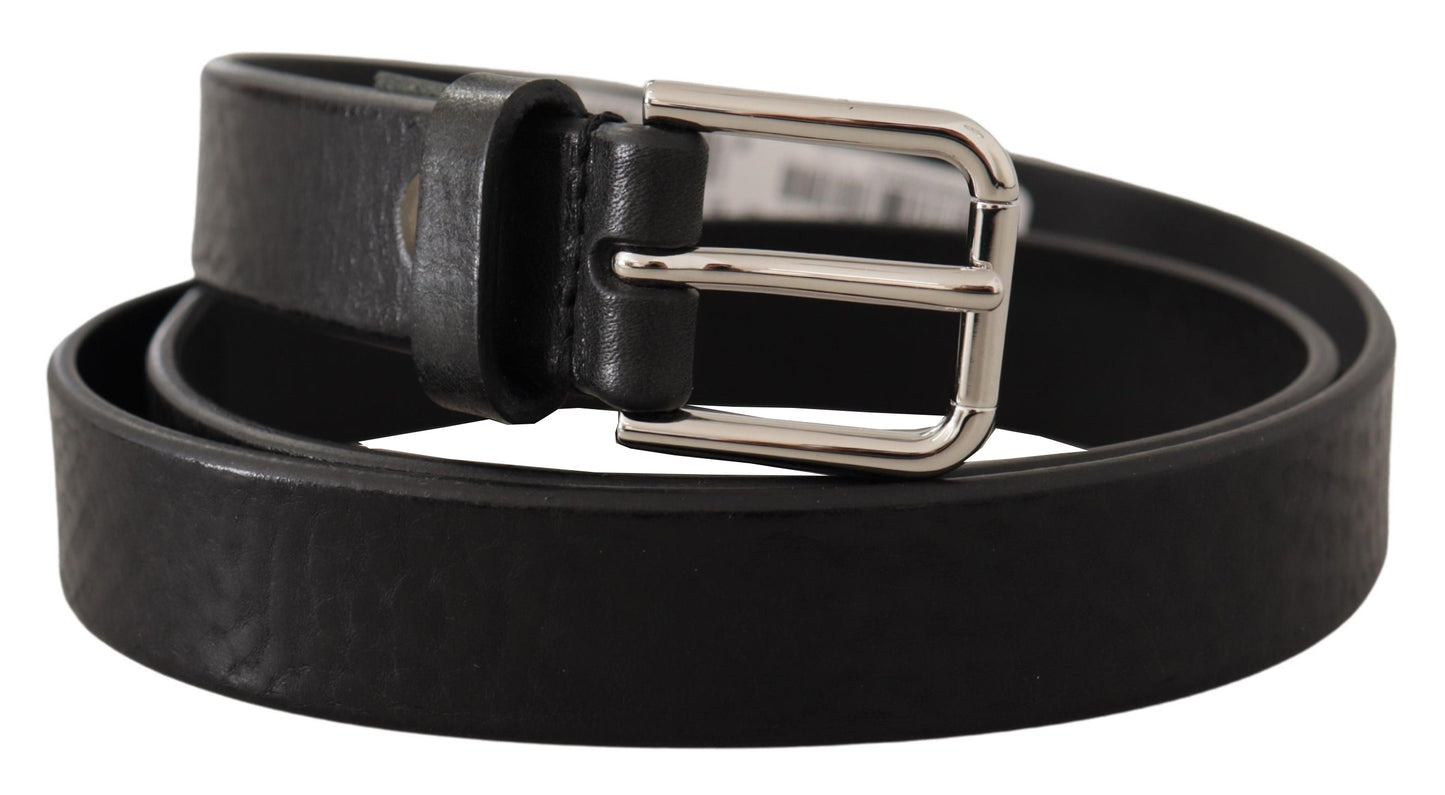 Dolce & Gabbana Elegant Black Leather Belt with Metal Buckle Dolce & Gabbana