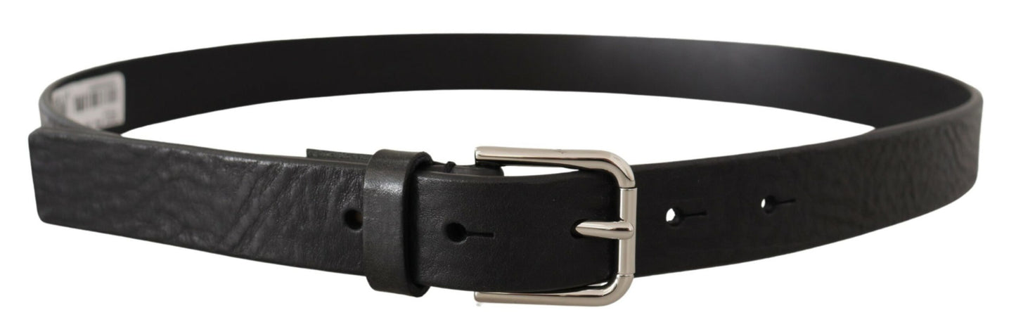 Dolce & Gabbana Elegant Black Leather Belt with Metal Buckle Dolce & Gabbana