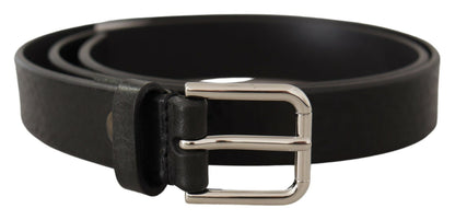 Dolce & Gabbana Elegant Black Leather Belt with Metal Buckle Dolce & Gabbana