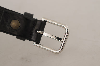 Dolce & Gabbana Elegant Black Leather Belt with Metal Buckle Dolce & Gabbana