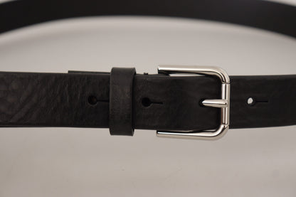 Dolce & Gabbana Elegant Black Leather Belt with Metal Buckle Dolce & Gabbana