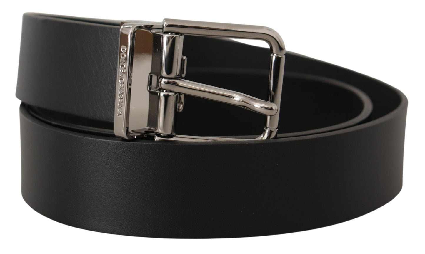 Dolce & Gabbana Elegant Black Leather Belt with Metal Buckle Dolce & Gabbana