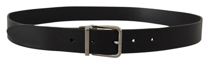 Dolce & Gabbana Elegant Black Leather Belt with Metal Buckle Dolce & Gabbana