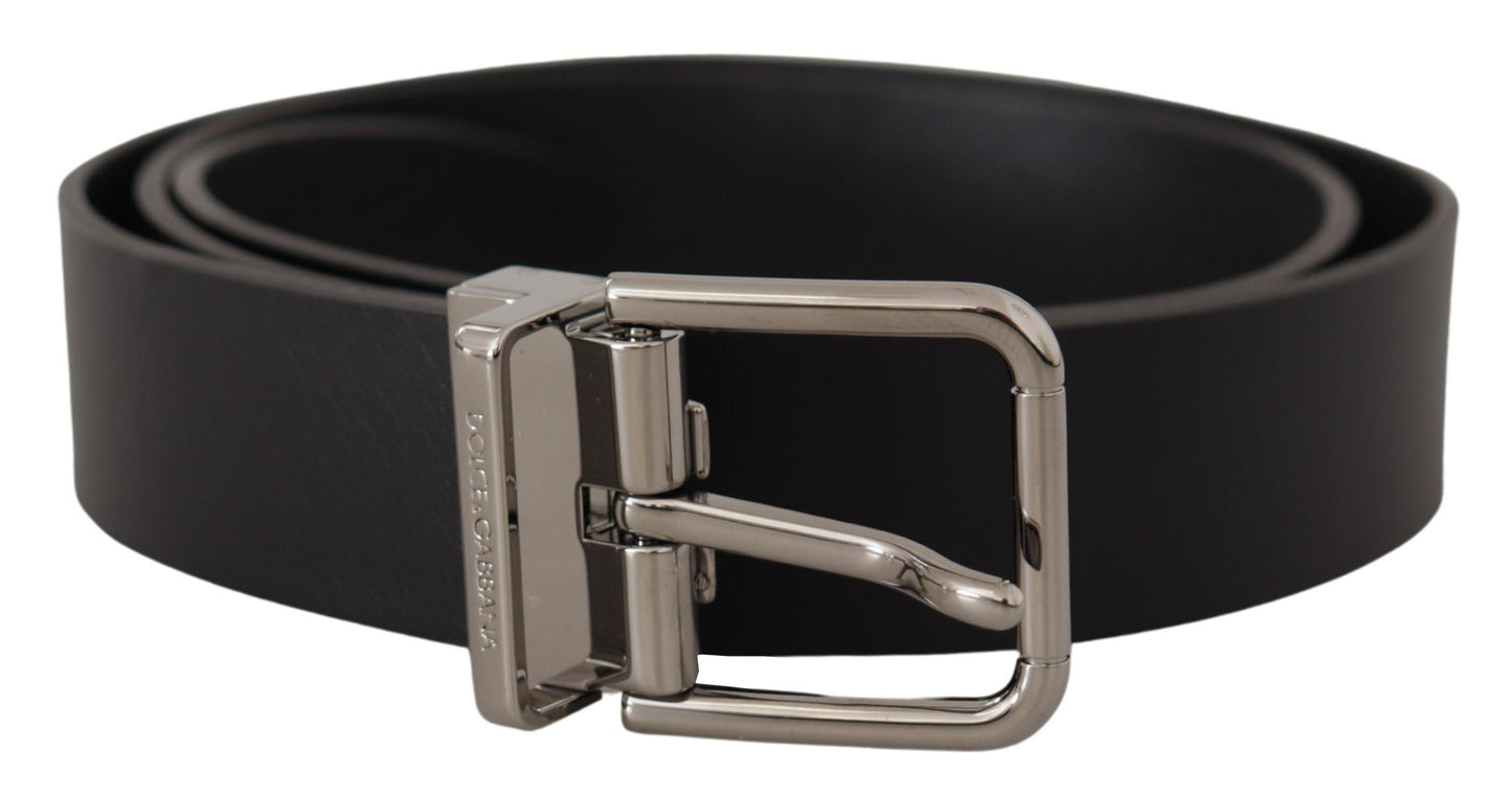 Dolce & Gabbana Elegant Black Leather Belt with Metal Buckle Dolce & Gabbana