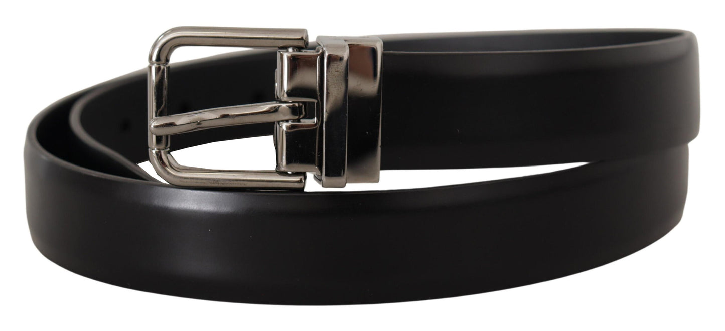 Dolce & Gabbana Elegant Black Leather Belt with Metal Buckle Dolce & Gabbana