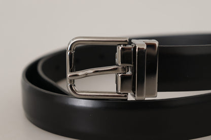 Dolce & Gabbana Elegant Black Leather Belt with Metal Buckle Dolce & Gabbana