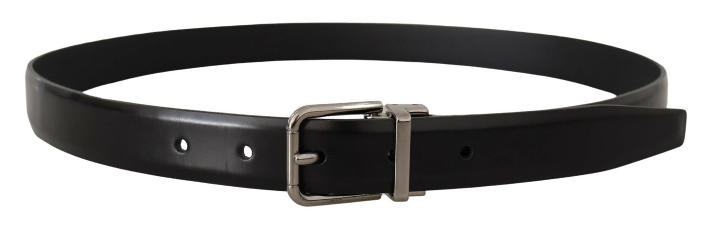 Dolce & Gabbana Elegant Black Leather Belt with Metal Buckle Dolce & Gabbana