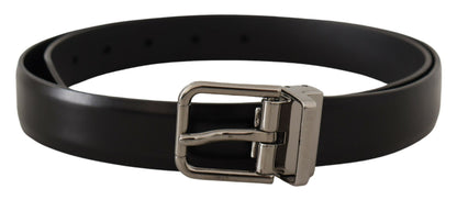 Dolce & Gabbana Elegant Black Leather Belt with Metal Buckle Dolce & Gabbana