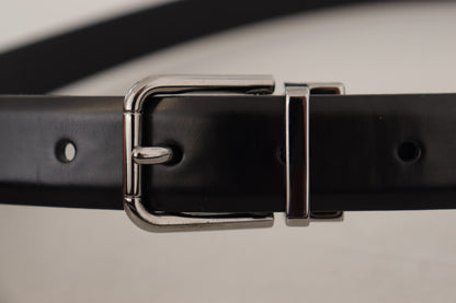 Dolce & Gabbana Elegant Black Leather Belt with Metal Buckle Dolce & Gabbana