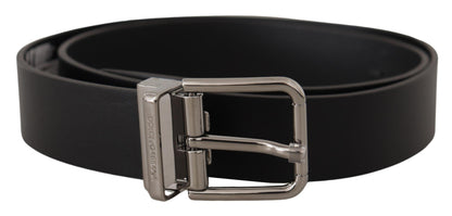 Dolce & Gabbana Sleek Black Leather Belt with Metal Buckle Dolce & Gabbana