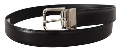 Dolce & Gabbana Sleek Black Leather Belt with Metal Buckle Dolce & Gabbana