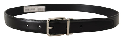 Dolce & Gabbana Sleek Black Leather Belt with Metal Buckle Dolce & Gabbana