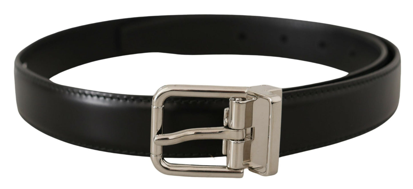 Dolce & Gabbana Sleek Black Leather Belt with Metal Buckle Dolce & Gabbana