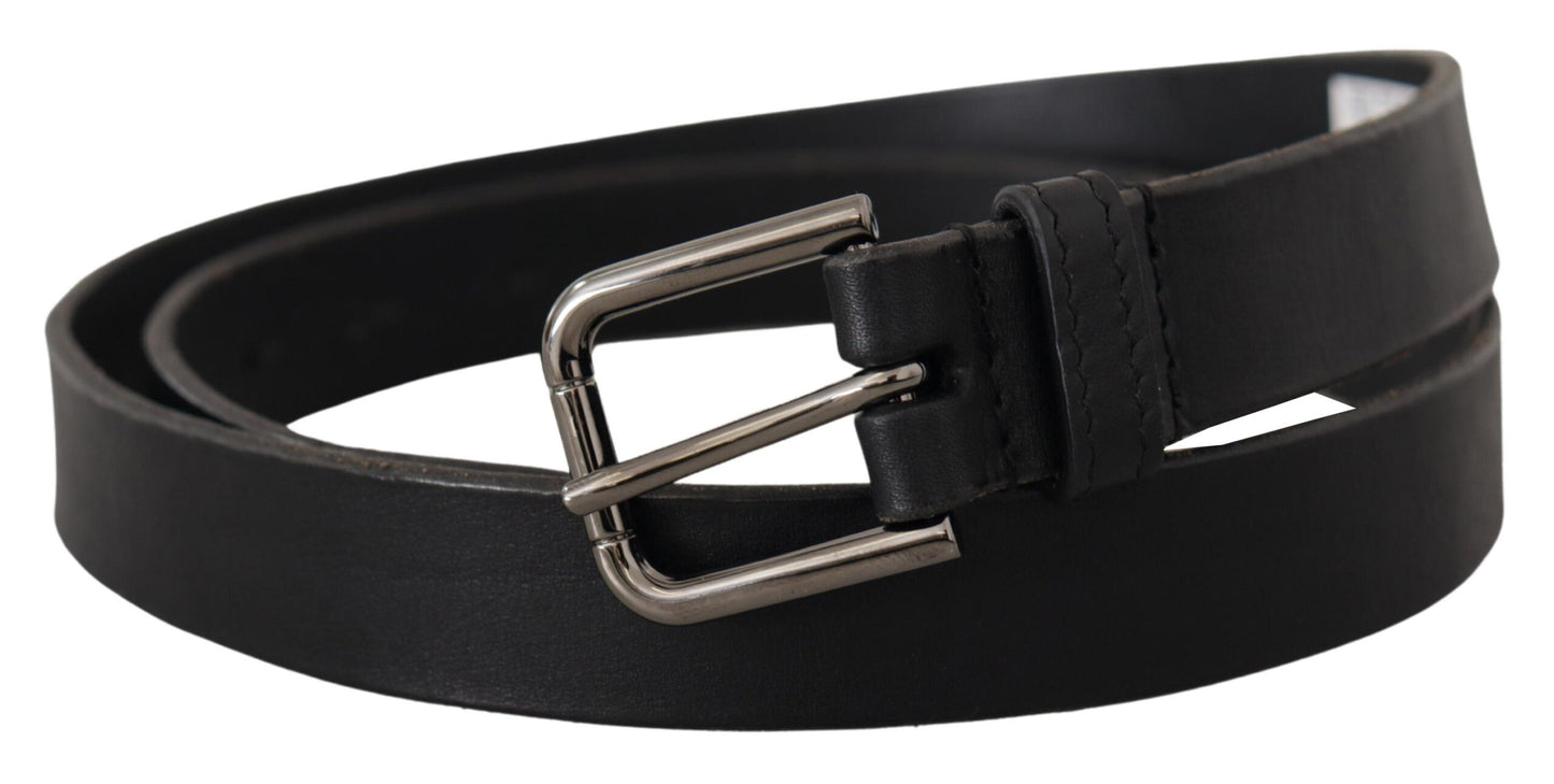 Dolce & Gabbana Elegant Black Leather Belt with Metal Buckle Dolce & Gabbana