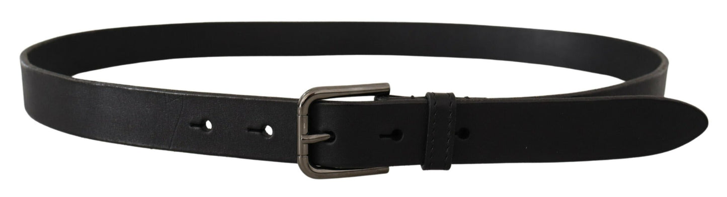 Dolce & Gabbana Elegant Black Leather Belt with Metal Buckle Dolce & Gabbana