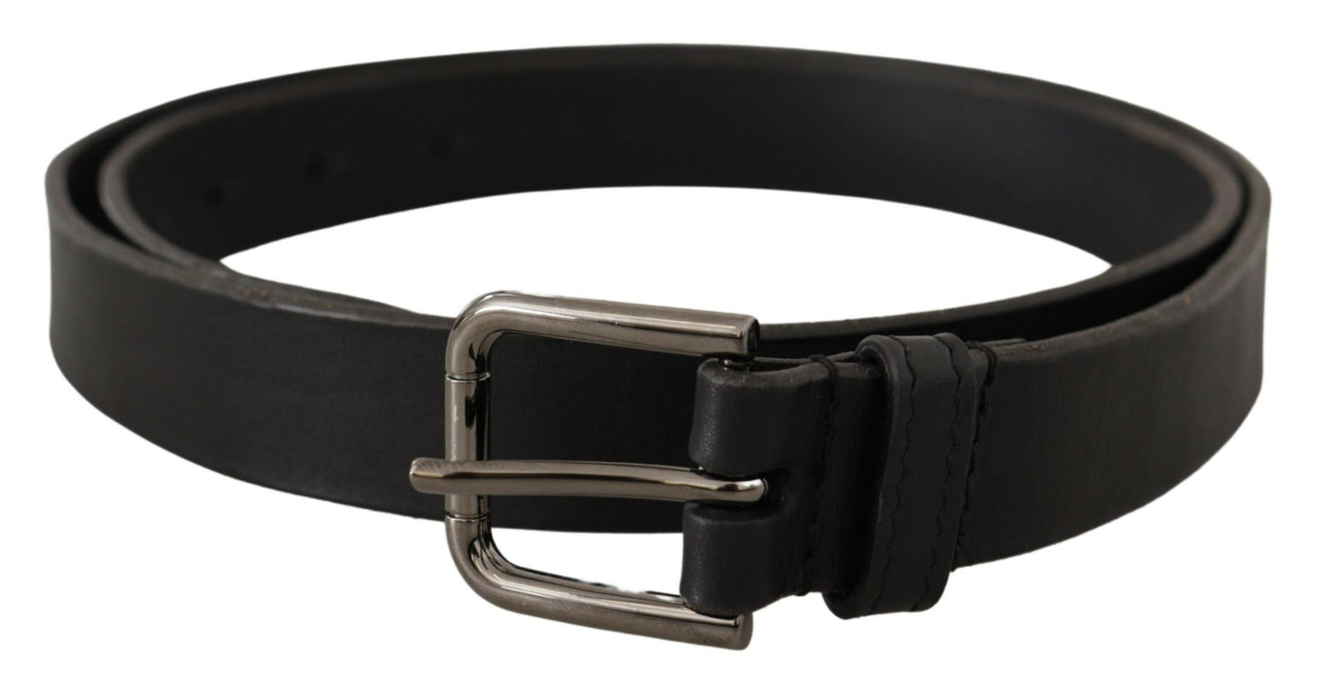 Dolce & Gabbana Elegant Black Leather Belt with Metal Buckle Dolce & Gabbana