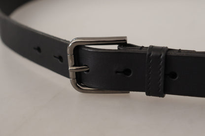 Dolce & Gabbana Elegant Black Leather Belt with Metal Buckle Dolce & Gabbana